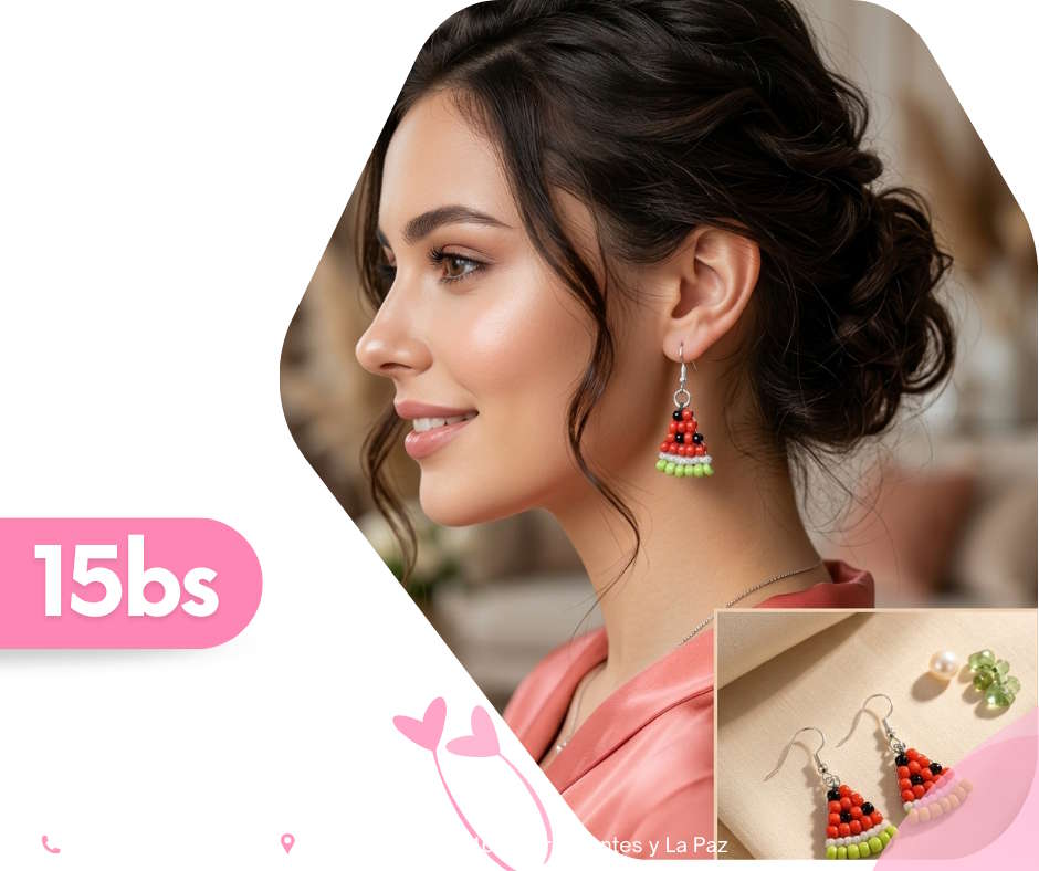 Aretes con diseño de Sandía